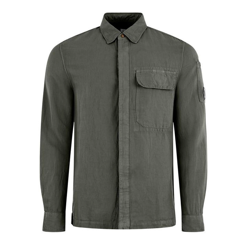 CP Company Linen/Cotton Blend Overshirt - Green